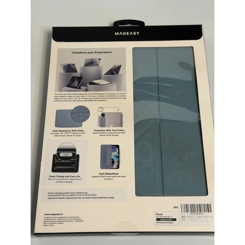 MAGEASY Facet iPad Air‎ 11 2024 Case Blue Folding Folio Protective MPDA09204XB24
